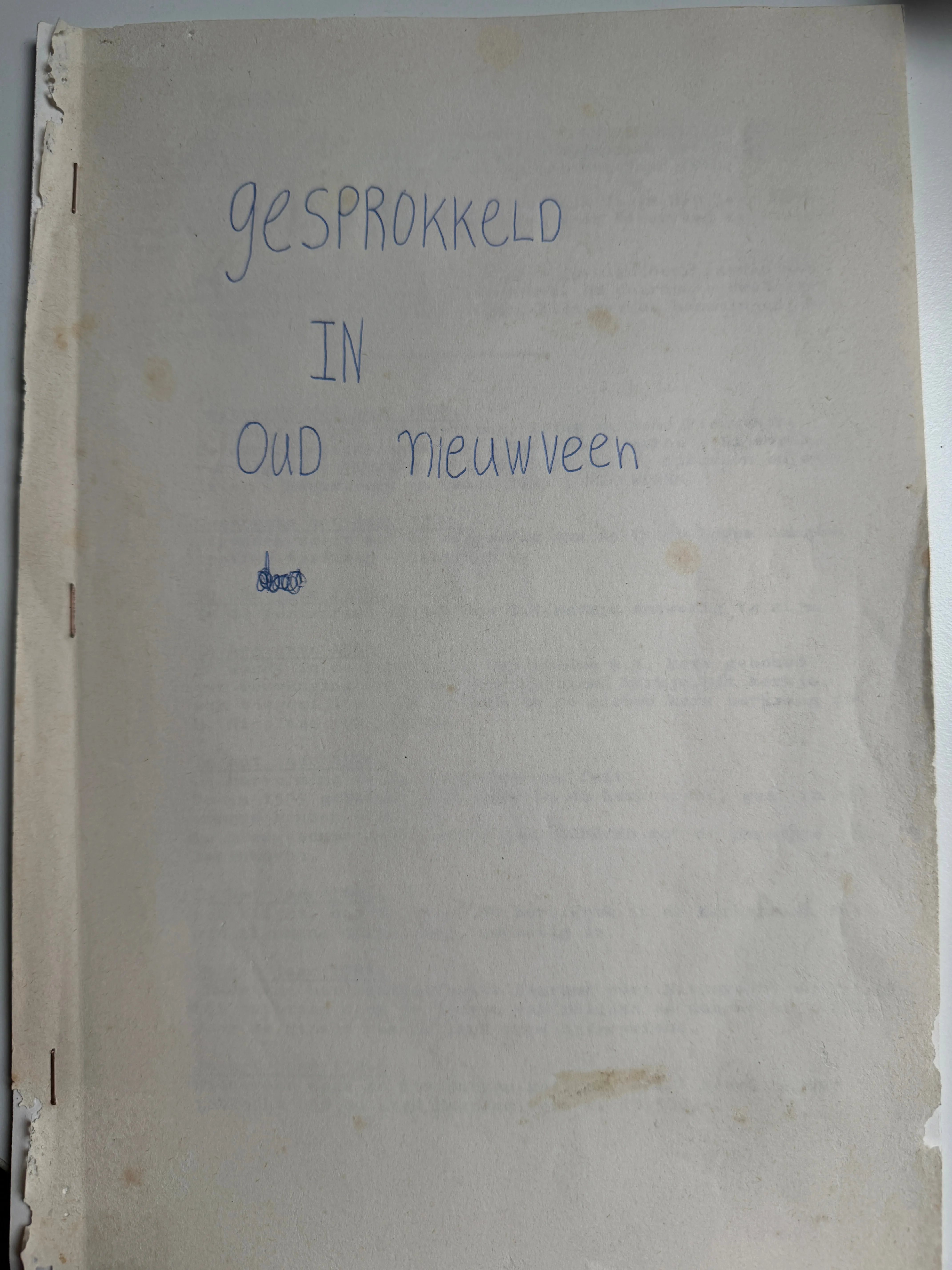 Cover, hand-written title